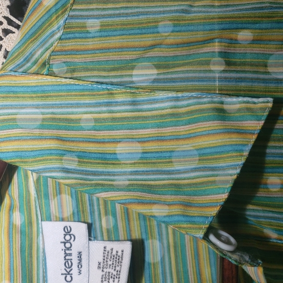 Green Women's button down blouse,size 2X. - Picture 2 of 9